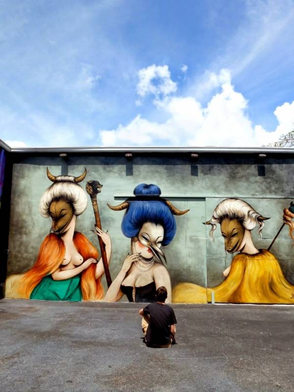 mur réalisé par la street artiste Miss Van, Miami Wynwood