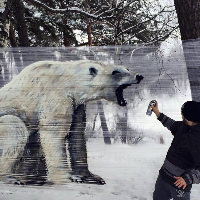 Bear cellograffiti // Ches - street-art