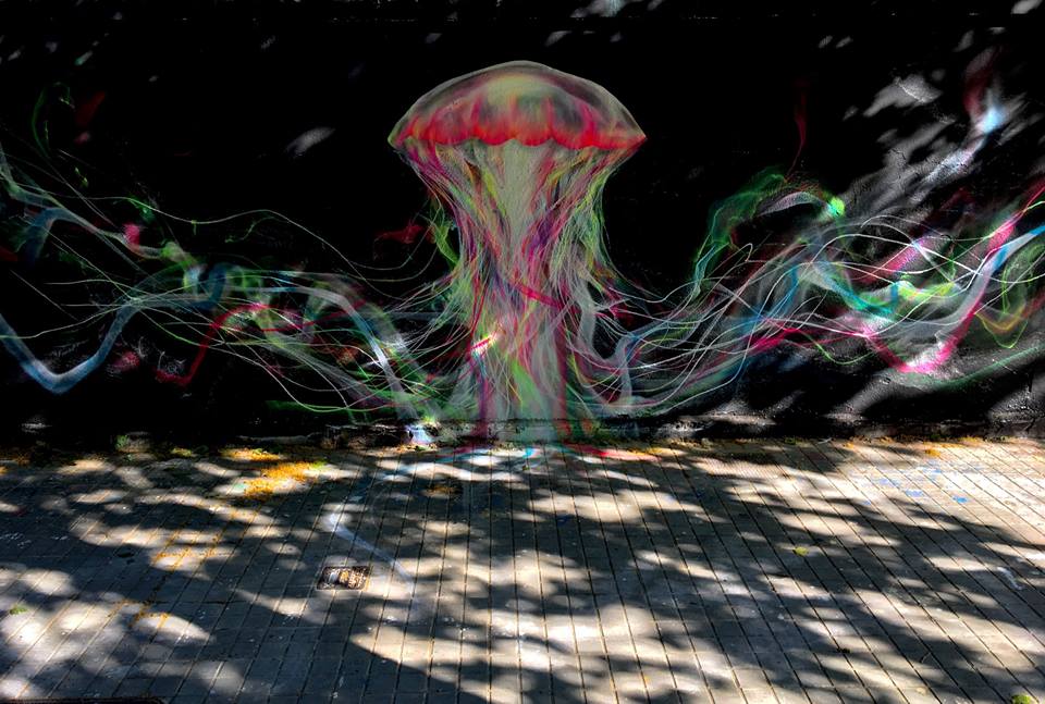 l7m - street art - medusa- barcelone
