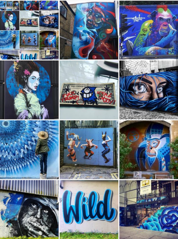 street art avenue - mosaic - patchwork - bleu electrique