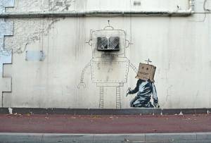 banksy - street art - graffiti - torquay - robot - boxhead
