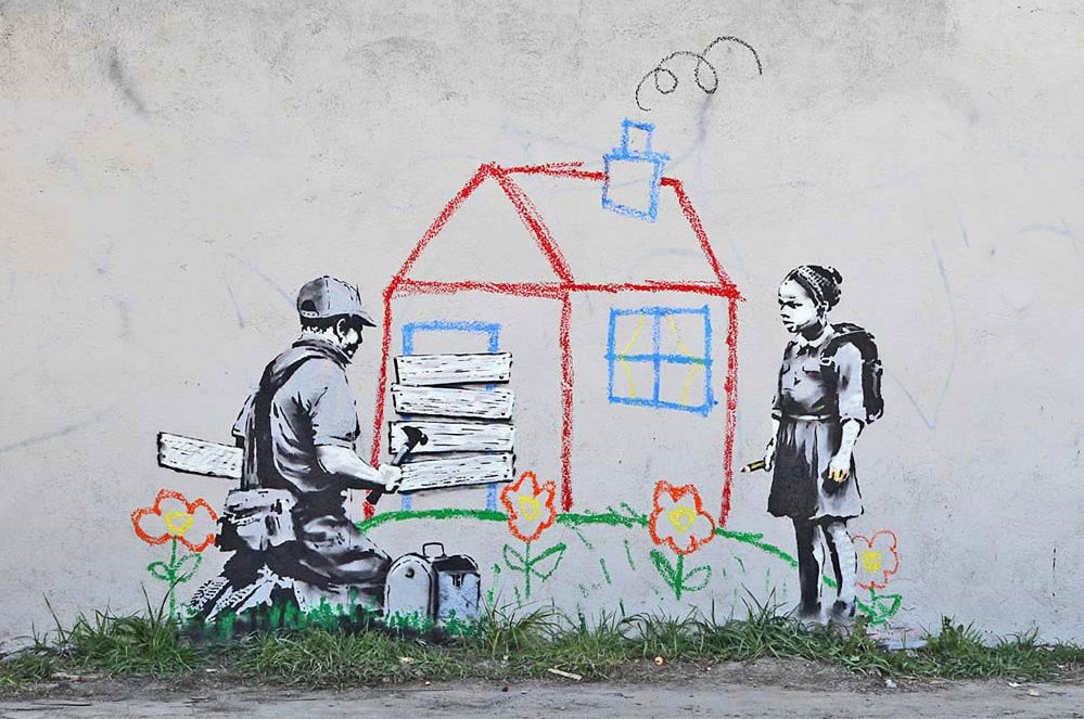 banksy - street art - graffiti - los angeles - kid house