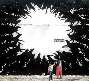 david de la mano - street art - mosaic street art avenue - black and white - montevideo