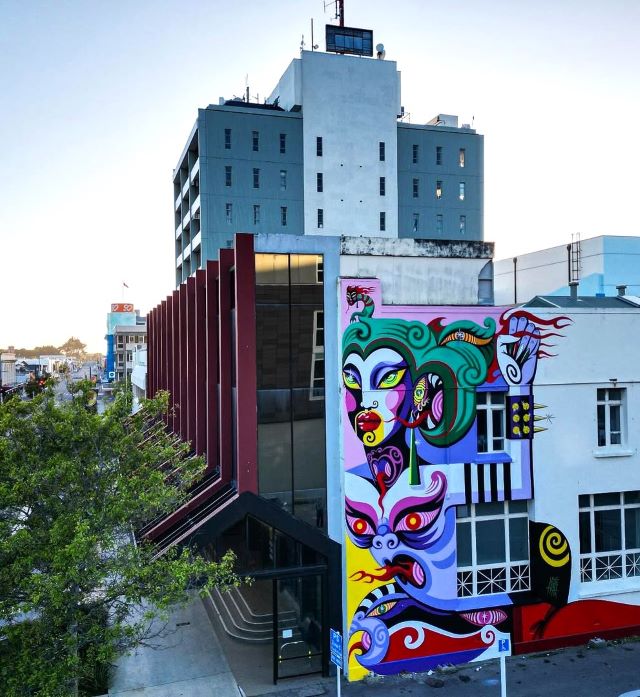 xoe hall - street art avenue - invercargill - nouvelle-zelande